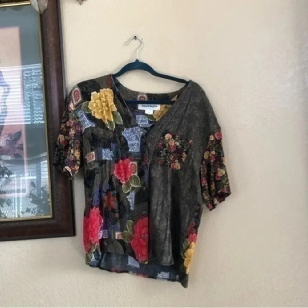 Vintage Norton MCNaughton Button Padded Shoulder Top Size 10